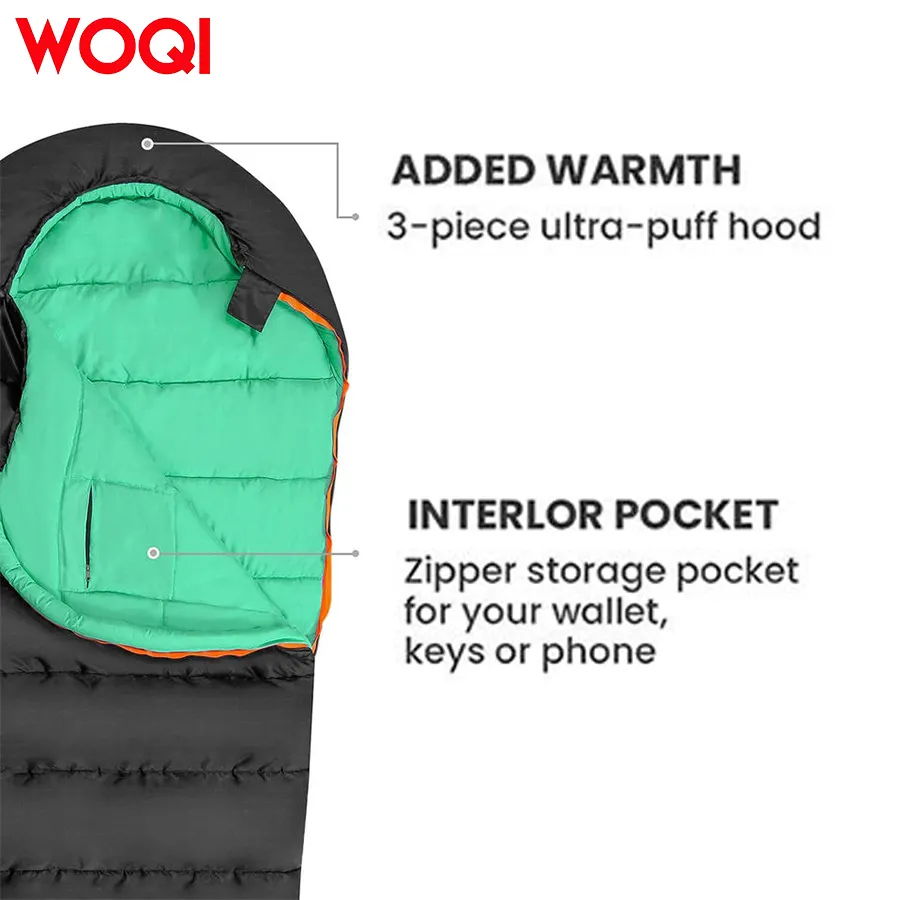 WOQI adult and children camping sleeping bags  backpacks and hiking bags   three season sleeping bags