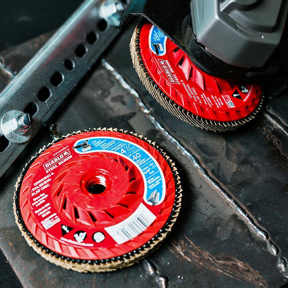 DIABLO 4-12 in. 40-Grit Steel Demon Grinding and Polishing Flap Disc with Integrated Speed Hub DCX045040B01F