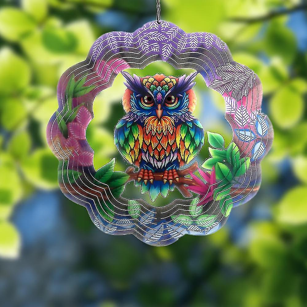 3d Metal Outdoor Garden Decor Wind Spinner (mystical Owl) Garden Crafts Decoration Home Pendant