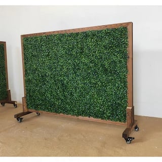 Ejoy 39 in. x 51 in. Mobile Privacy Garden Fence Divider with Artificial Grass on Both Sides and Wood Stand MobilHedgeDivider_39x51_1pc