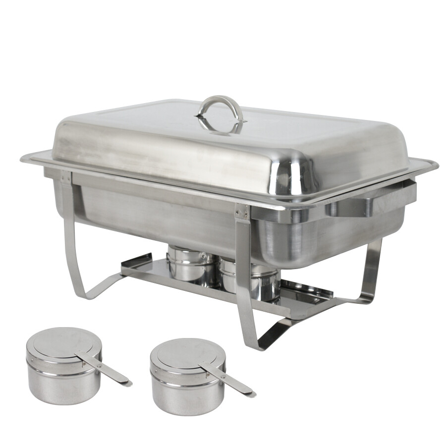 HomGarden 6 Pack 8QT Full Size Chafing Dish， Stainless Steel Chafer Buffet Food Warmer， Silver