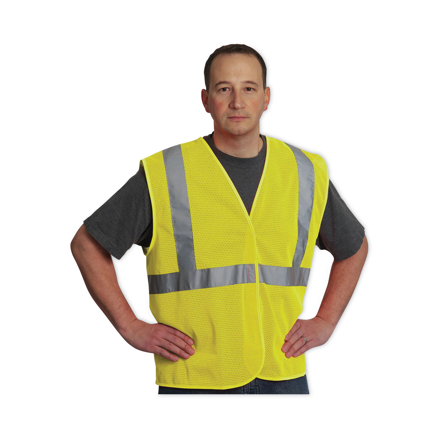 ANSI Class 2 Hook and Loop Safety Vest by PIP PID302MVGLY2X