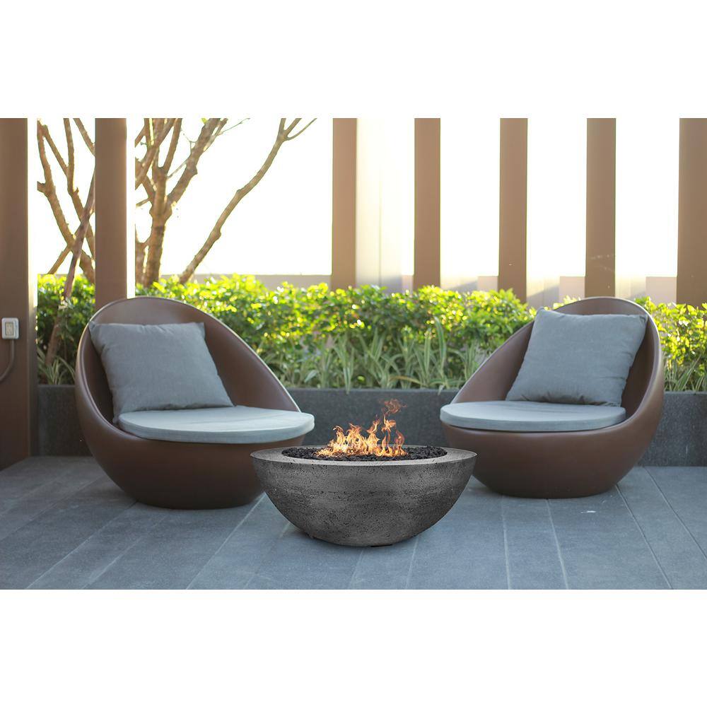 Natco Stanford 39 in. W x 18 in. H Outdoor Round Cement Liquid Propane Fire Pit Kit Bowl in Pewter Color w 27 lbs. Lava Rock MS21LP