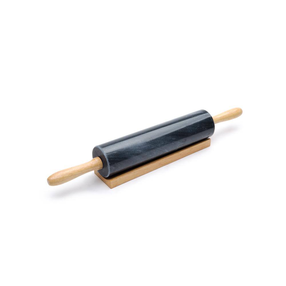 Fox Run Black Marble Rolling Pin and Base 3834