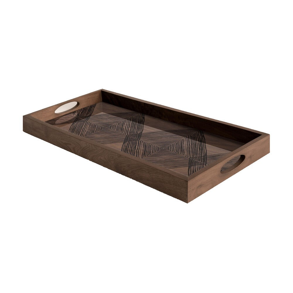 Walnut Linear Squares glass tray