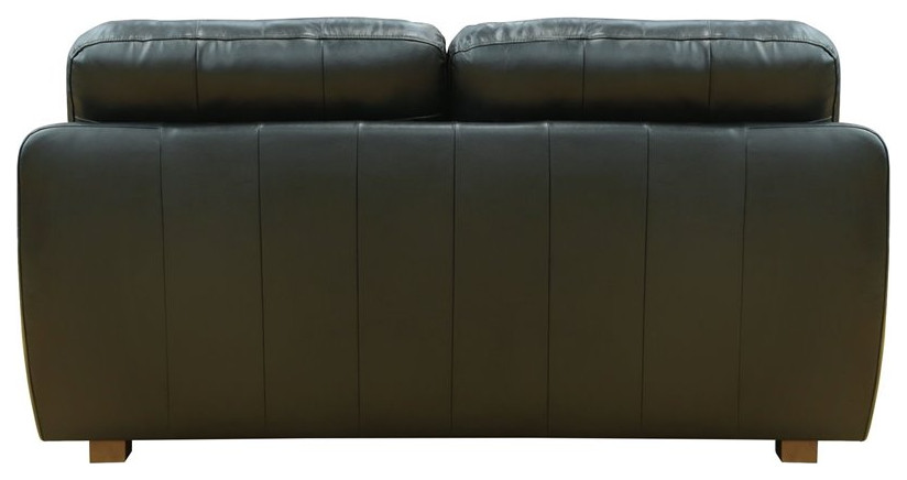 Sunset Trading Jayson 73 quotModern Top Grain Leather Loveseat in Black   Contemporary   Loveseats   by Homesquare  Houzz