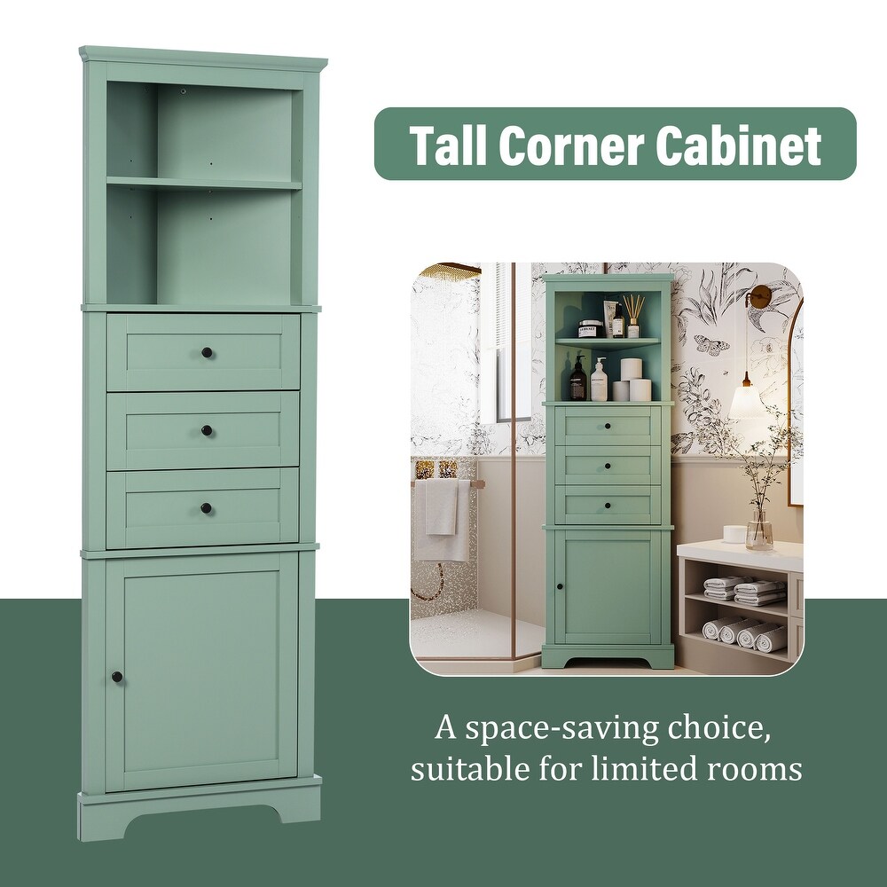 Triangle Storage Corner Cabinet Living Room Decorative Cabinet  Green