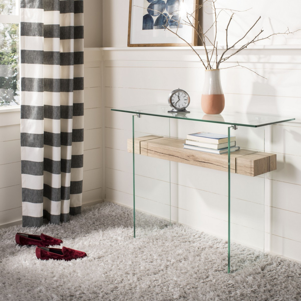 Lacy Rectangular Modern Glass Console Table Clear/Natural   Contemporary   Console Tables   by V.S.D Furniture  Houzz