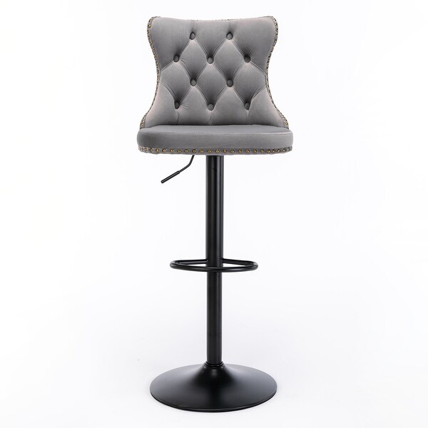 Swivel Velvet Barstools Adjusatble Seat Height From，Backs Comfortable Tufted for Home Pub(Set of 2)