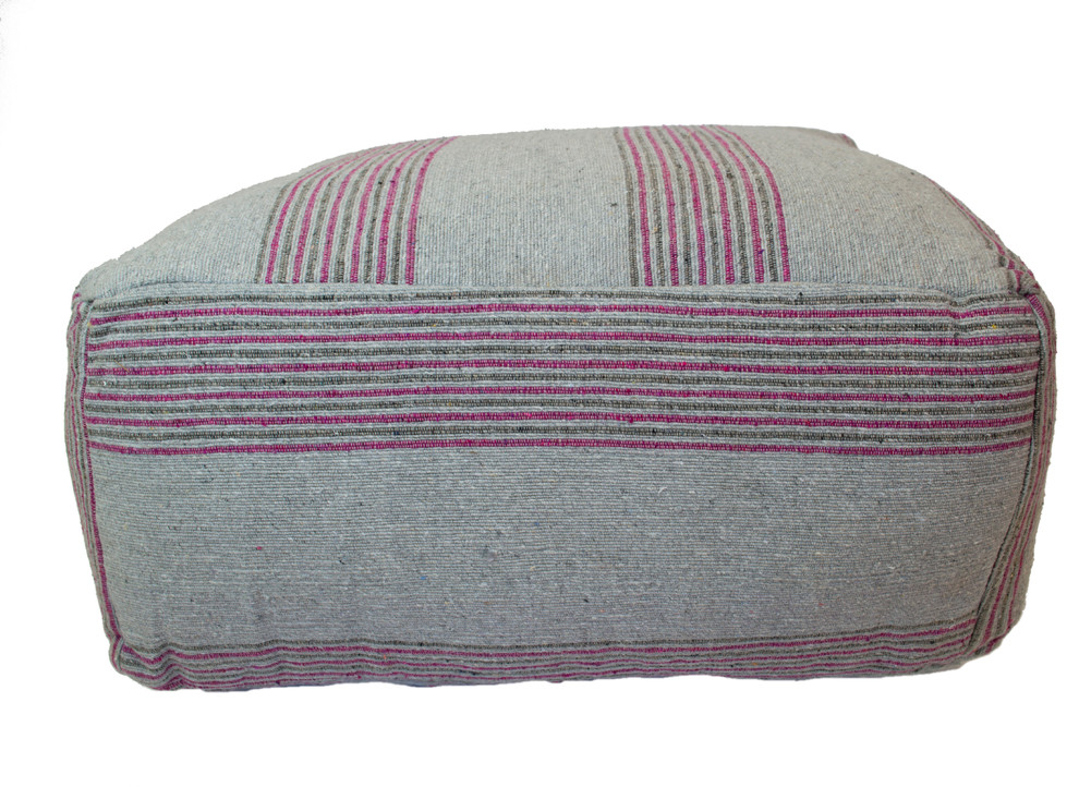 Moroccan Fabric Ottoman  Chocolate and Beige Stripes   Contemporary   Footstools And Ottomans   by Casablanca Market  Houzz