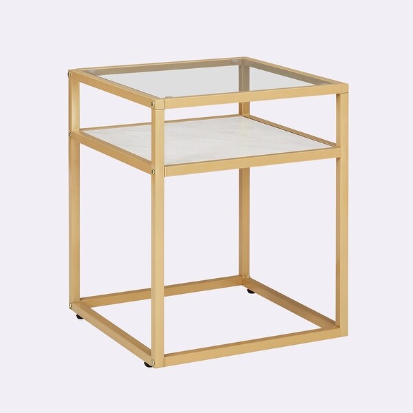 2-Tier Side Table Tempered Glass Top