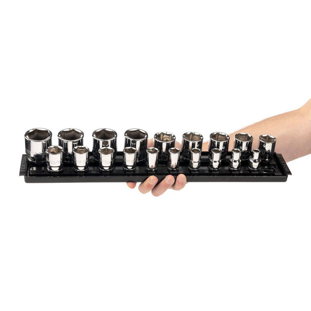 TEKTON 12 in. Drive 6-Point Socket Set (19-Piece) (38 - 1-12 in.) with Rails SHD92122