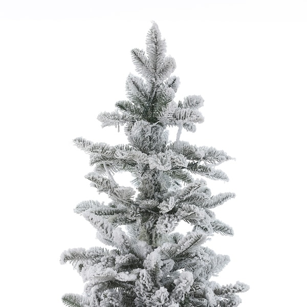 Prelit LED 7ft PE/PVC Artificial Snow Flocked Christmas Tree with Metal Stand