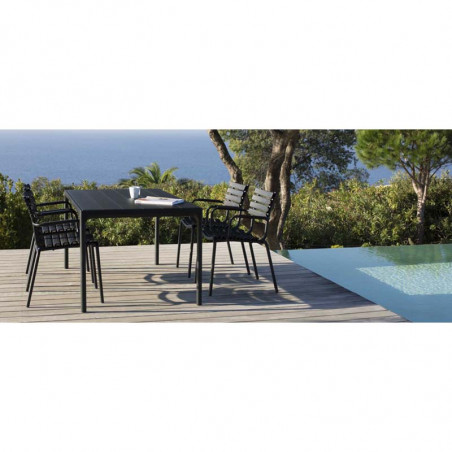 Table de jardin bambou et aluminium noir 10 personnes - HOUE Four