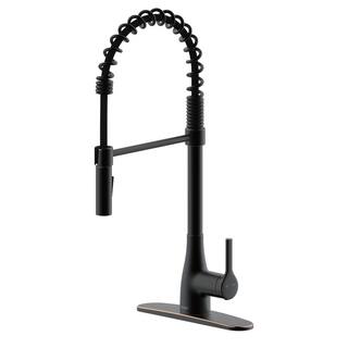 FLOW Classic Series Single-Handle Pull-Down Spring Neck Sprayer Kitchen Faucet in Oil Rubbed Bronze ClassSpring-ORB