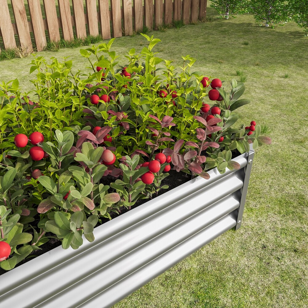 Metal Raised Garden Bed  Rectangle Raised Planter 4×2×1ft for Flowers Plants  Vegetables Herb Veezyo  Easy Assemble