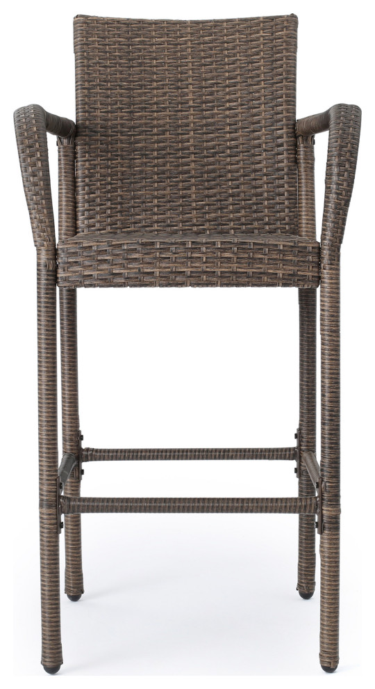 GDF Studio Conquista Outdoor Mix Mocha Wicker Barstool   Tropical   Outdoor Bar Stools And Counter Stools   by GDFStudio  Houzz