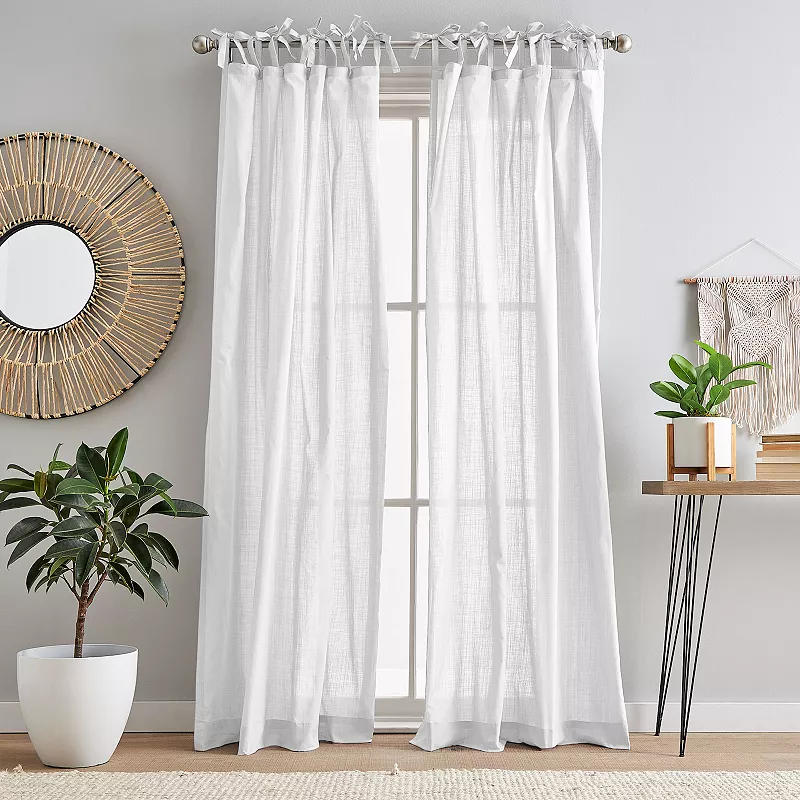 Peri Cotton Sheer Tietab 2-panel Window Curtain Set