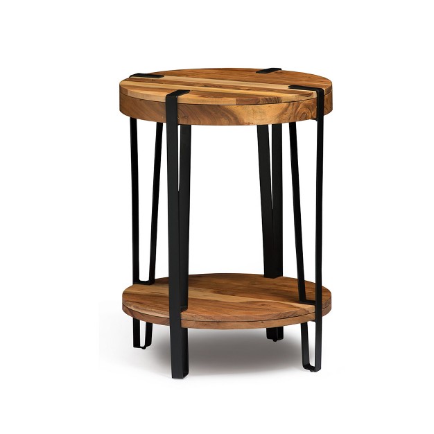 Ryegate Natural Brown Live Edge Solid Wood Round End Table Metal And Wood