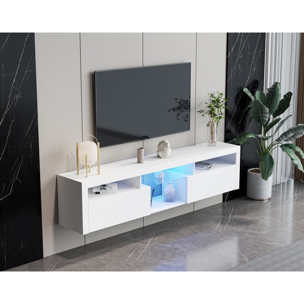 Floating TV Stand Wall Mounted Media Cabinet with LED Lights   78.74\