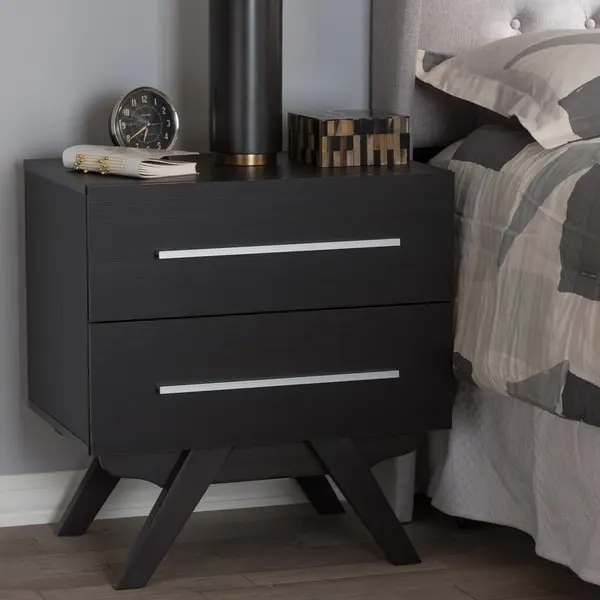Mid-Century 2-Drawer Nightstand Baxton Studio