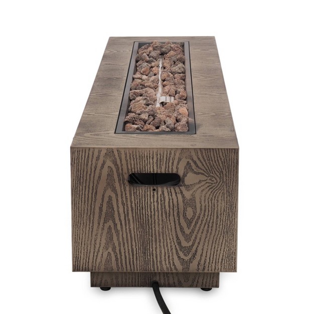 Wellington Outdoor 50000 Btu Rectangular Fire Pit Wood Pattern Brown Christopher Knight Home