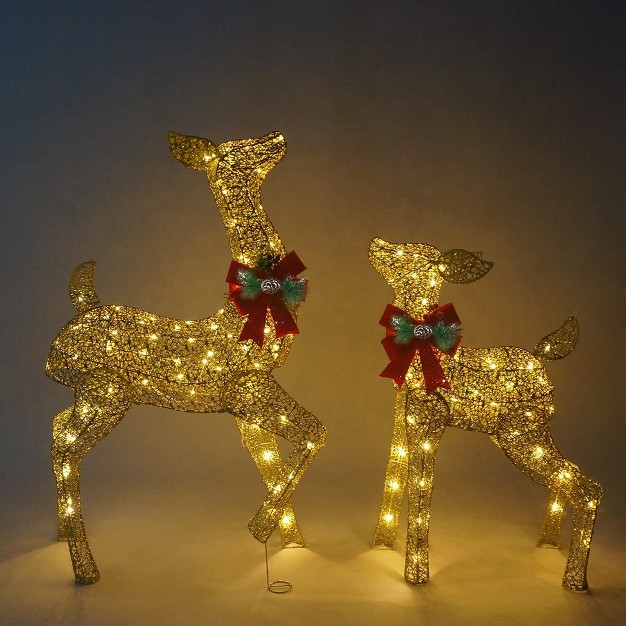 Joiedomi Christmas Reindeer Christmas Decoration Gold Doe And Fawn Yard Lights 2 Packs