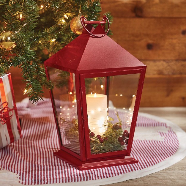 Park Designs Tall Square Red Lantern