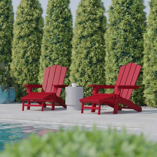 Commercial AllWeather Adirondack Chair with Pullout Ottoman and Cupholder