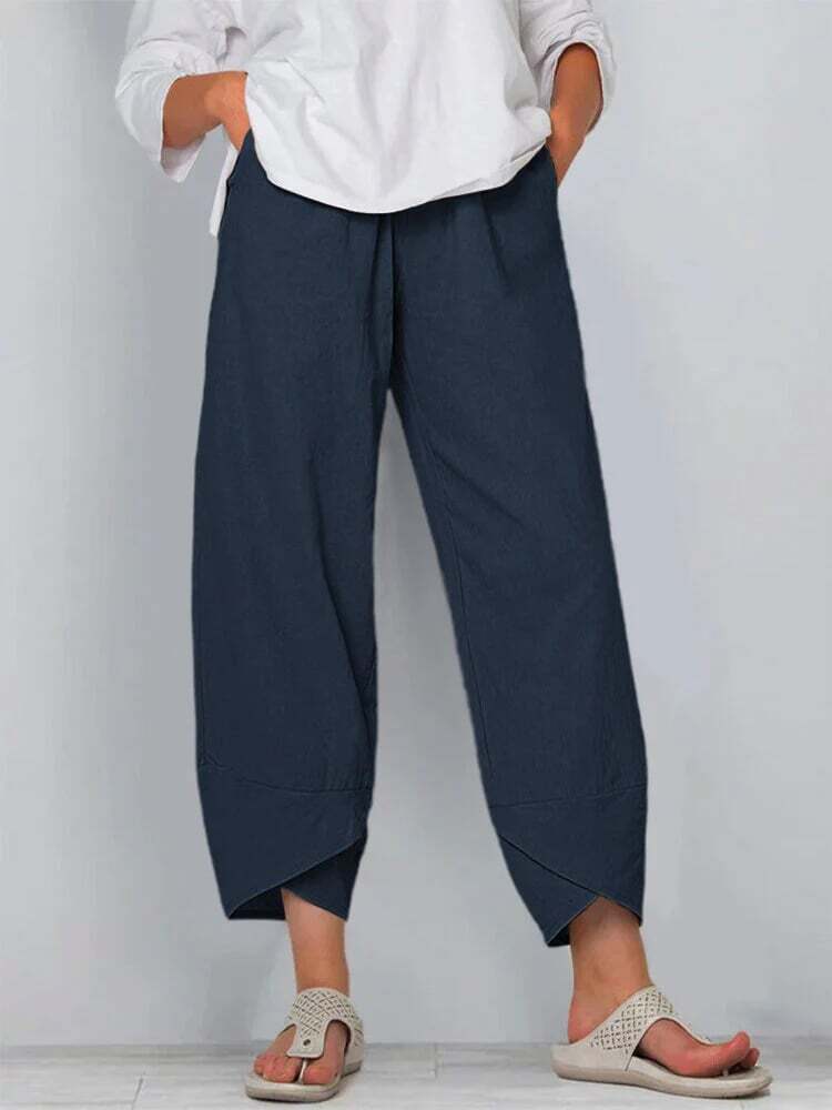Womens Solid Color Simple Loose Casual Ankle pants