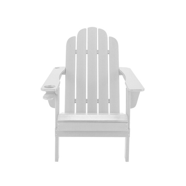 Casainc Traditional Curveback Plastic Patio Adirondack Chair with Cup Holder and umbrella holder Outdoor