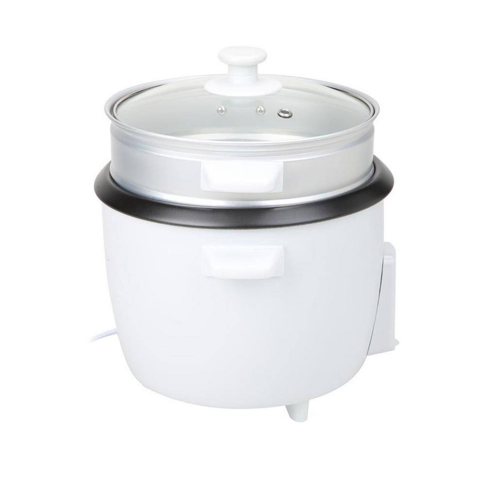 Tayama 16-Cup Rice Cooker with Steam Tray and Glass Lid in White RC-8R