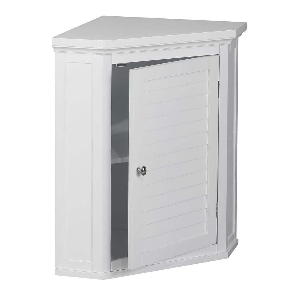 Teamson Home Simon 2212 in W x 24 in H x 15 in D Corner Bathroom Storage Wall Cabinet with Shutter Door in White