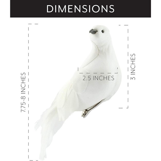 Darware Large White Doves 3pc Set 8in Long Artificial Doves Figures Christmas And Wedding Decorations large Ornaments