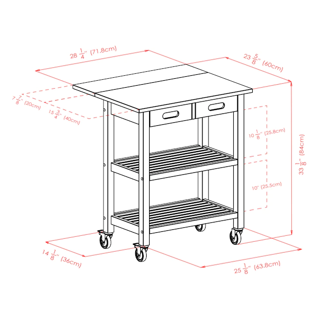 Winsome Wood Brown Wood Base with Wood Top Rolling Kitchen Cart (16.66-in x 28.27-in x 33.07-in)