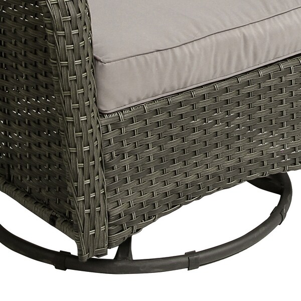 3 Pieces Patio Furniture Rocking Set with Rattan Side Table