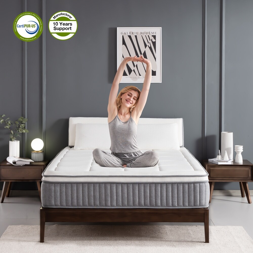 12 Inch Euro Top Hybrid Mattress  Gel Memory Foam  Pocket Spring  Cool Sleep (Full)