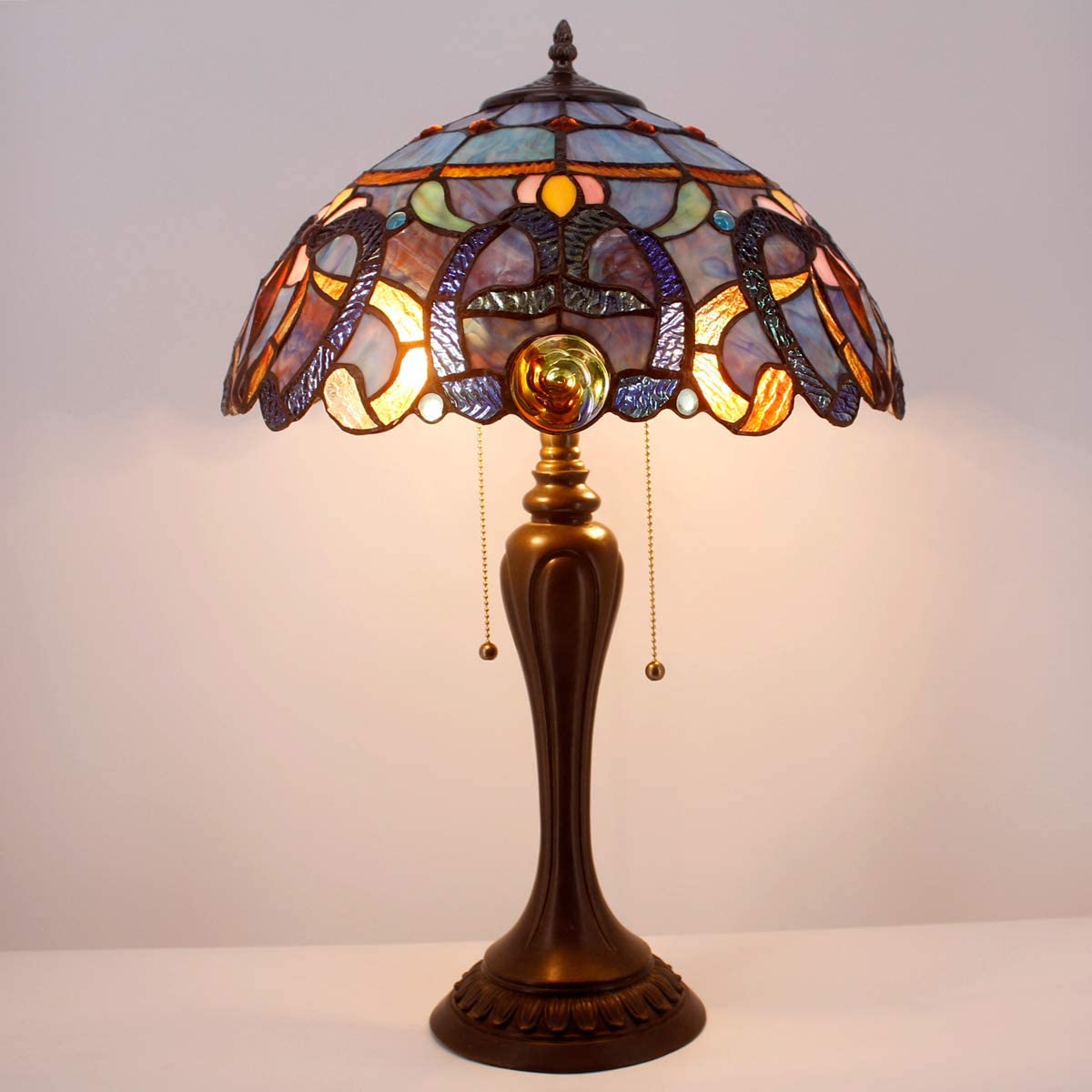 GEDUBIUBOO Tiffany Lamp Blue Purple Cloud Stained Glass Style Table Lamp 16X16X24 Inches Desk Bedside Reading Light Metal Base Decor Bedroom Living Room  Office S558 Series