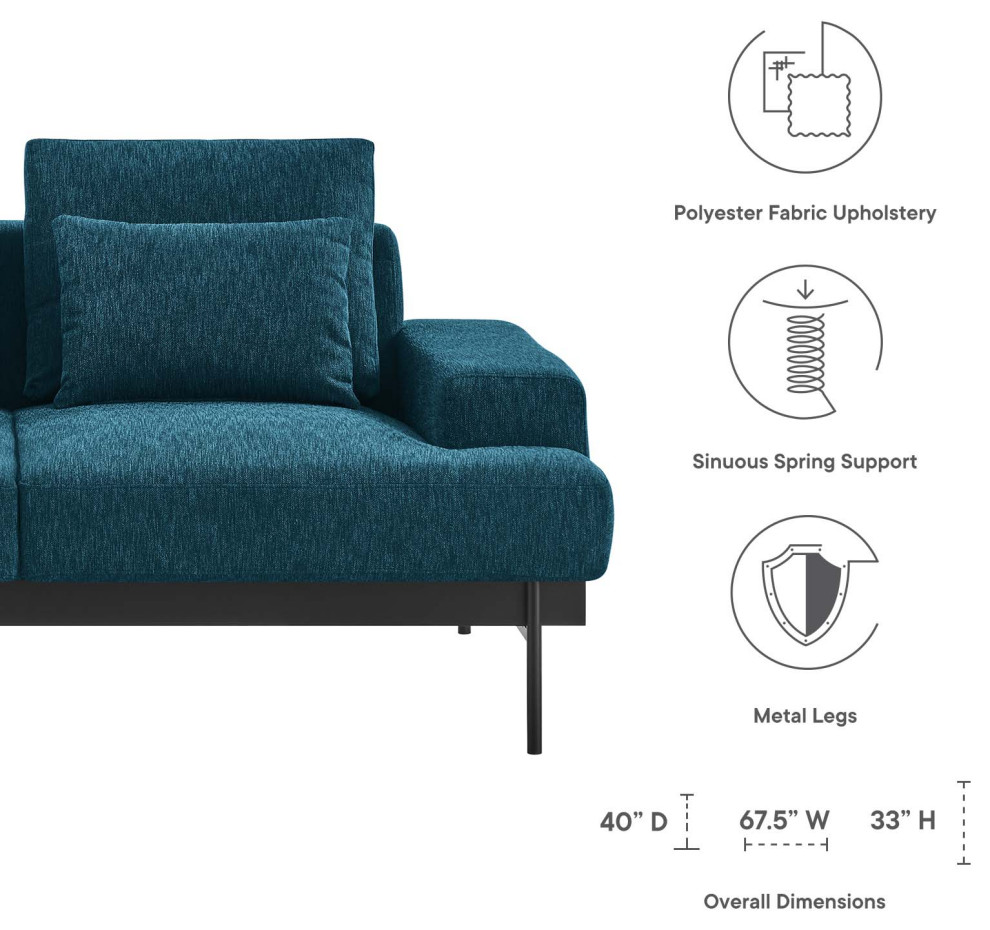 Proximity Upholstered Fabric Loveseat  Azure   Midcentury   Loveseats   by Homesquare  Houzz