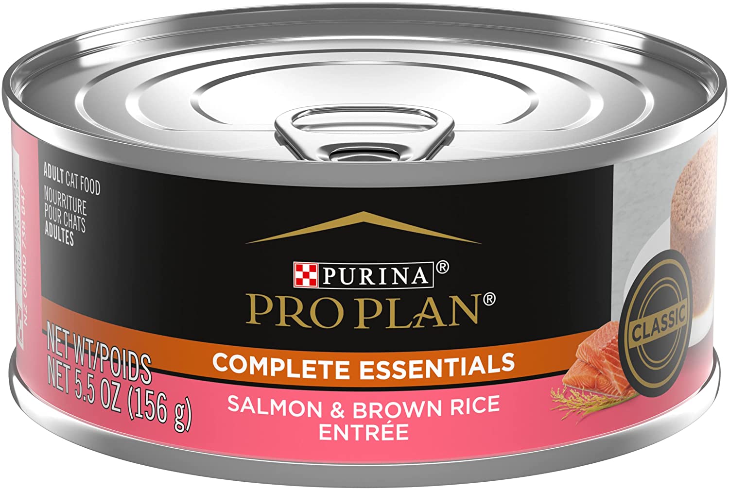 Purina Pro Plan Pate Wet Cat Food， COMPLETE ESSENTIALS Salmon and Brown Rice Entree - (24) 5.5 oz. Cans