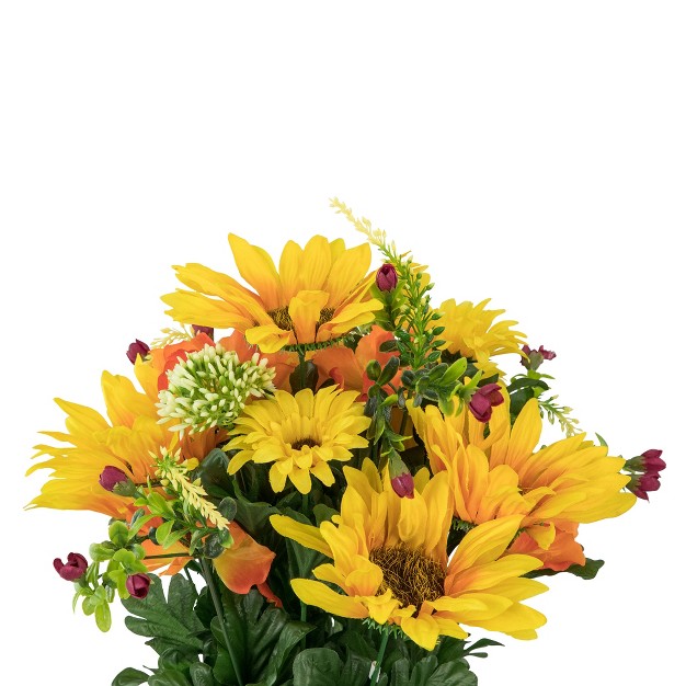 Yellow Sunflower And Daisy Artificial Floral Bush