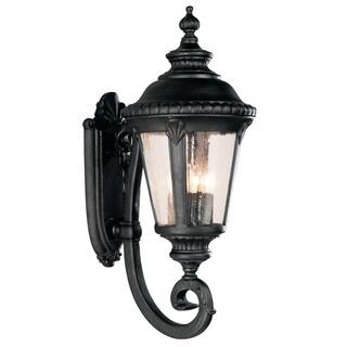 Bel Air Lighting Commons 4-Light Black Coach Outdoor Wall Light Fixture with Seeded Glass 5042 BK