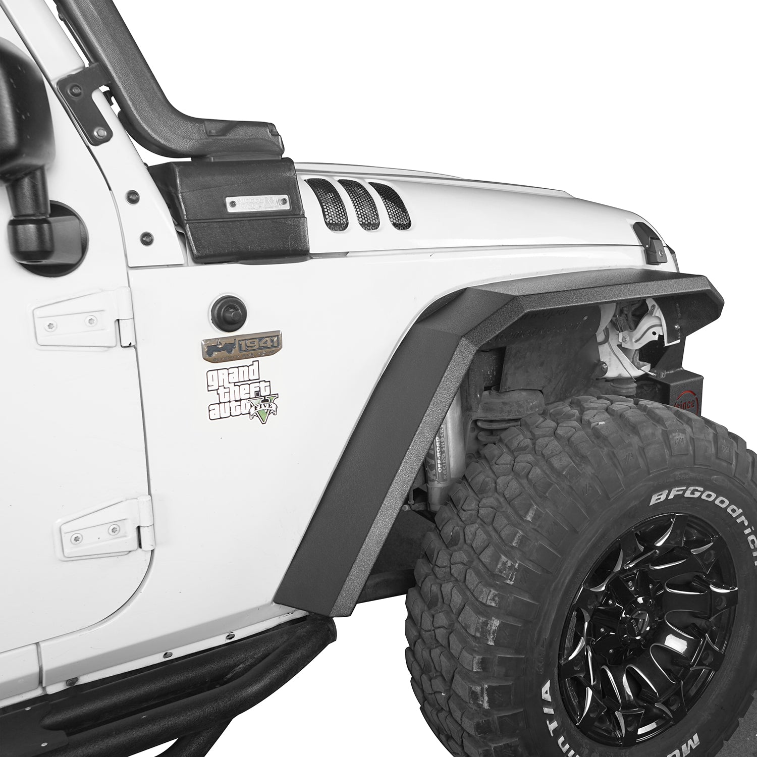 Hooke Road Fits Jeep Wrangler JK 2007-2018 Flat Tube Front and Rear Fender Flares