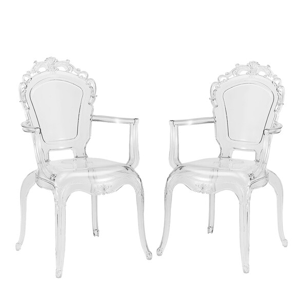 Gittel Clear or Amber Transparent Acrylic Arm Chair Dining Chairs - (Set of 2)