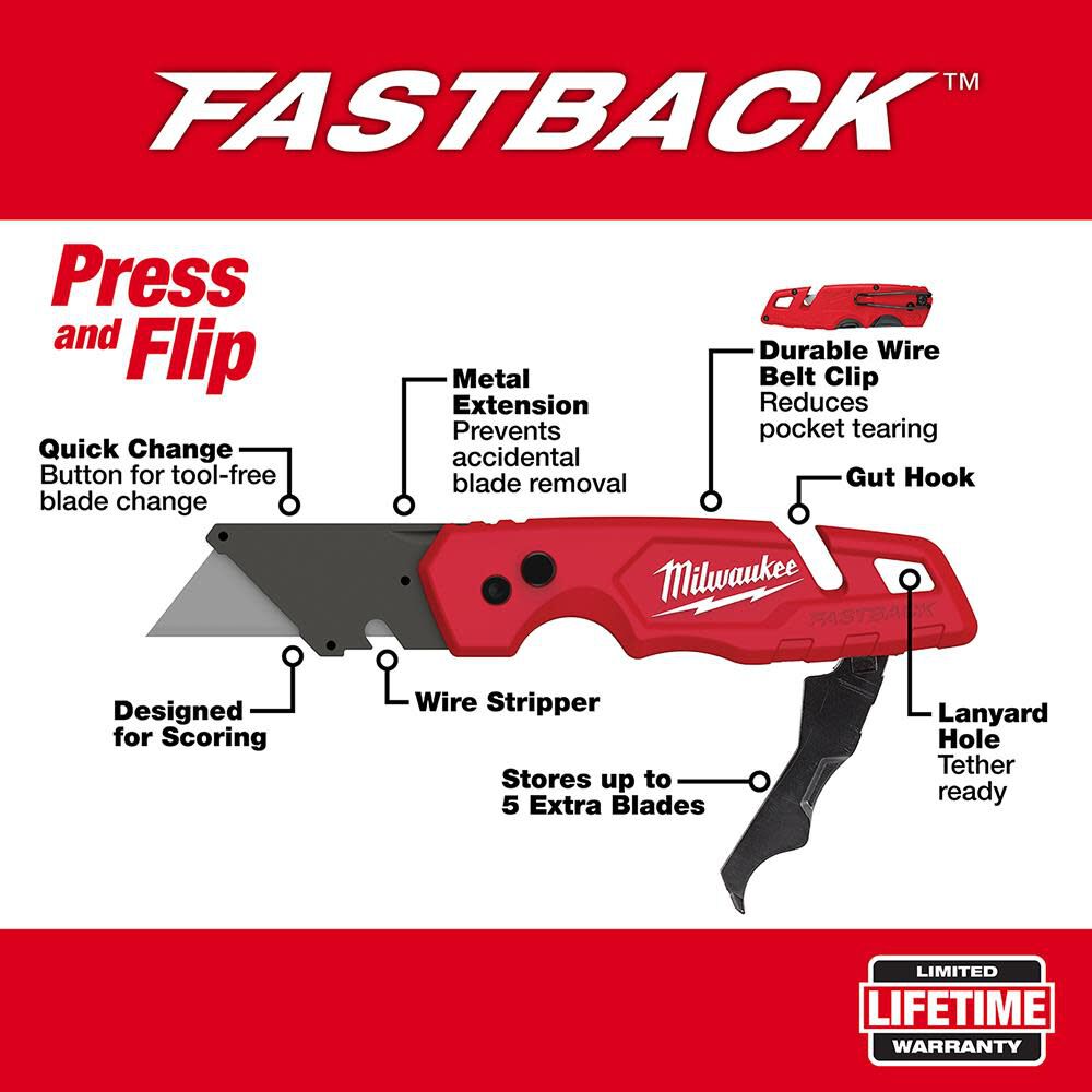 Milwaukee FASTBACK with Storage and FASTBACK Compact Knife Set 48-22-1503 from Milwaukee