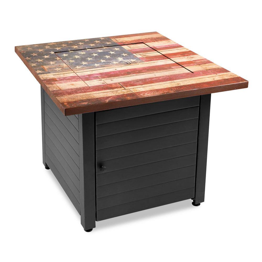 Endless Summer Liberty 30 in. W x 30 in. H Square Steel Frame and UV Printed Rustic American Flag Cement Resin Mantel LP Gas Fire Pit GAD15310ES