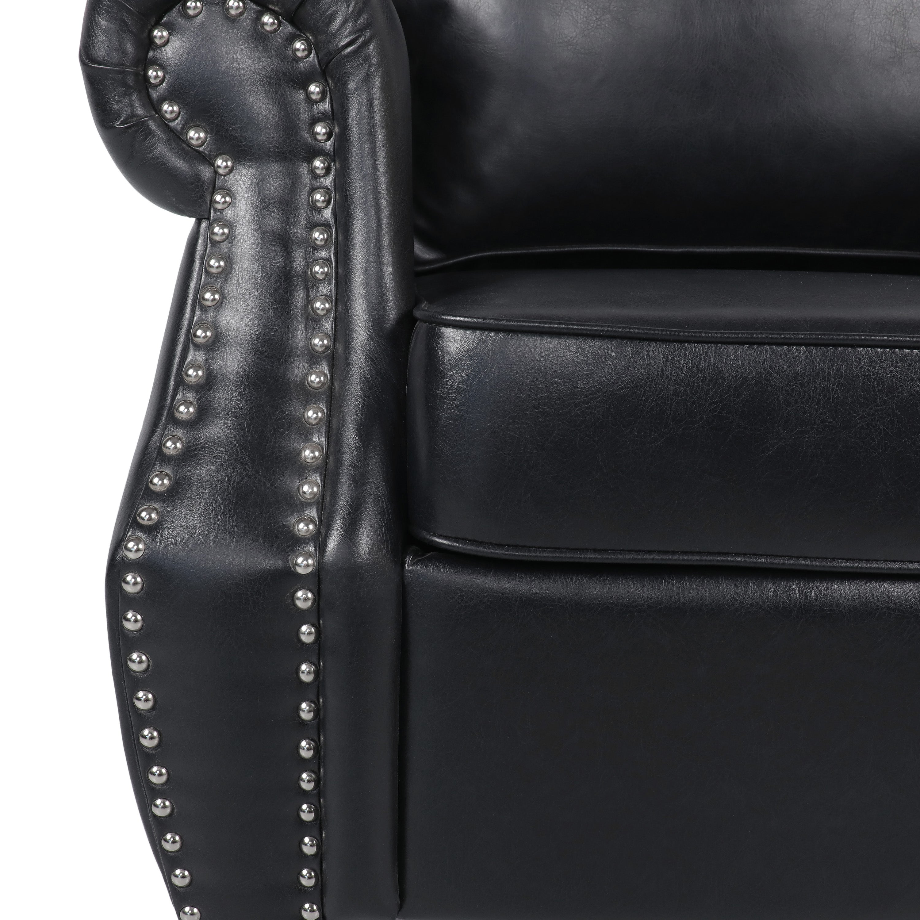 Burkehaven Contemporary Faux Leather Club Chair with Nailhead Trim