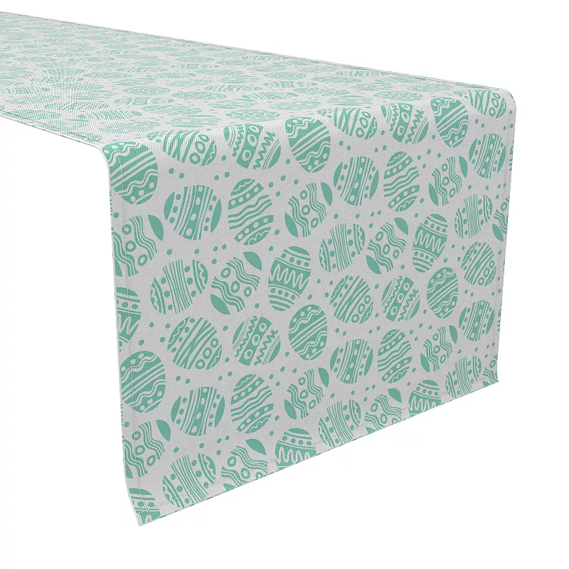 Table Runner， 100% Cotton， 16x90， Green Patterned Eggs