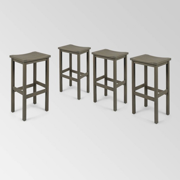 Caribbean 4pk Acacia Wood Barstools Gray Christopher Knight Home