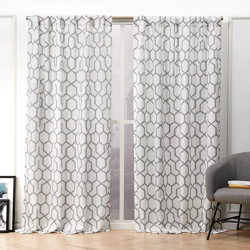 Nicole Miller NY 2-pack Hexa Geometric Print Hidden Tab Top Window Curtains